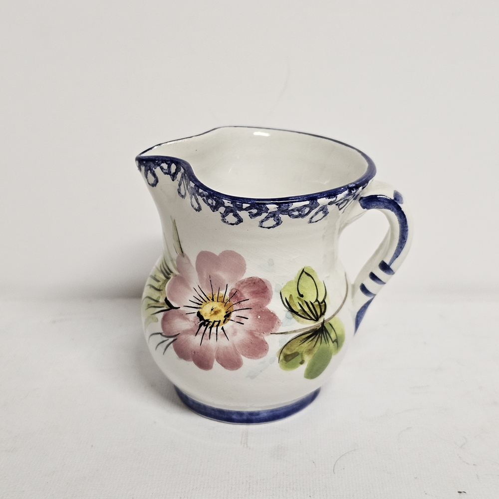 Vintage Bassano Hand Painted Floral Ceramic Creamer Pitcher